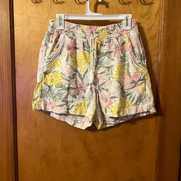 Briggs Floral Print Linen Blend Large Women's Shorts - Picture 1 of 5